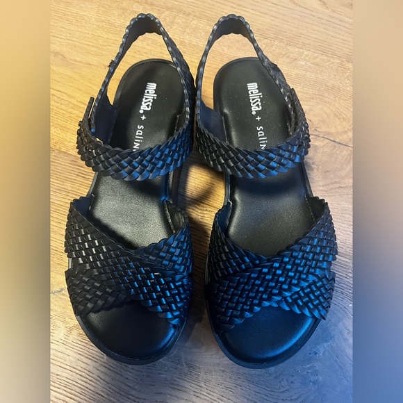Melissa Shoes - Melissa Hotness + Salinas Black Flatform Sandals Size 7‎